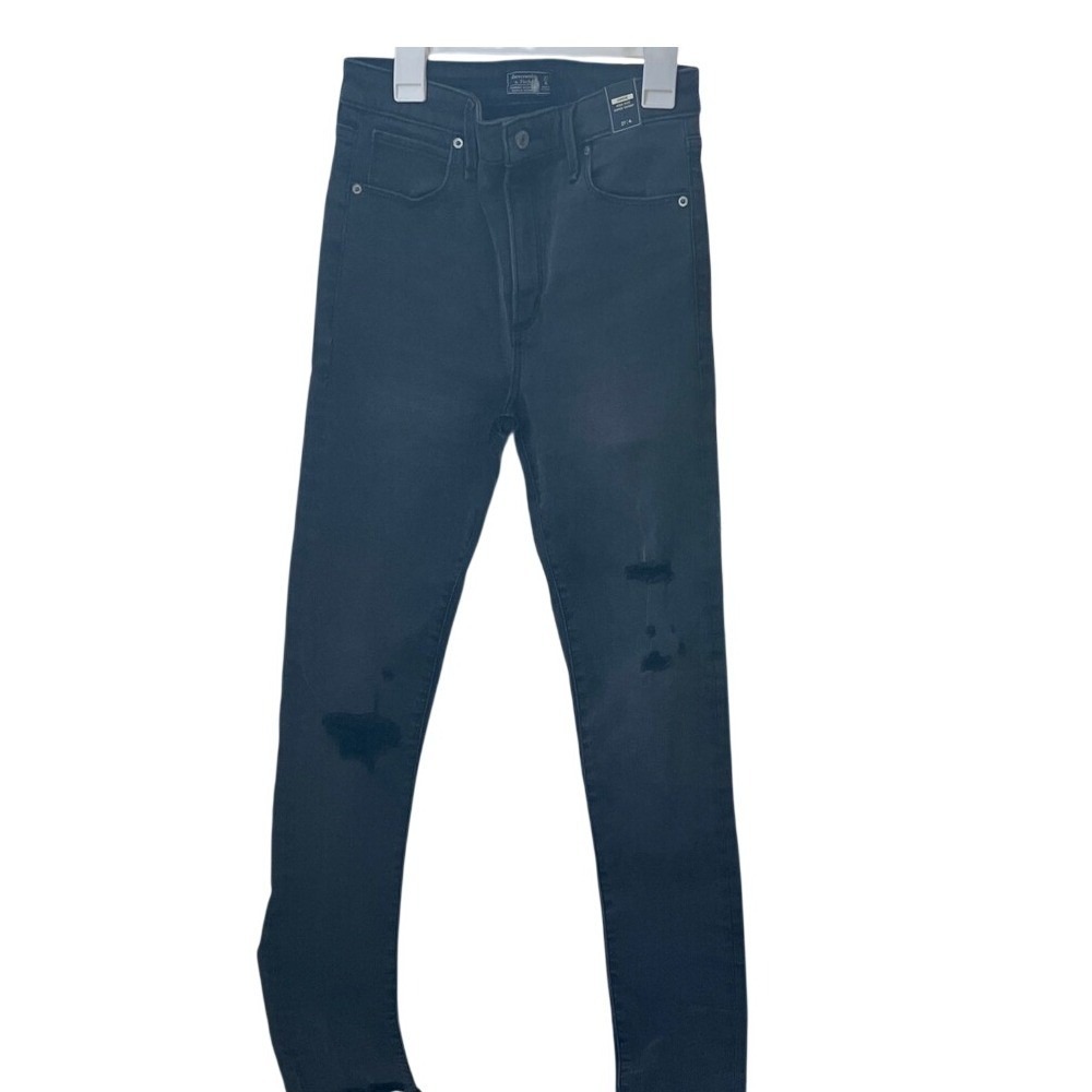 Abercrombie & Fitch Simone High Rise Super Skinny Distressed Black Jeans 27 4L